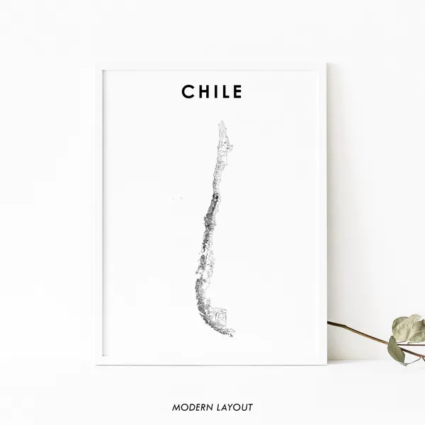 Chile Map Print, South America Travel Poster