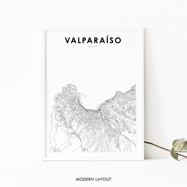 Valparaiso Chile Map Print, Nursery Room Wall Art