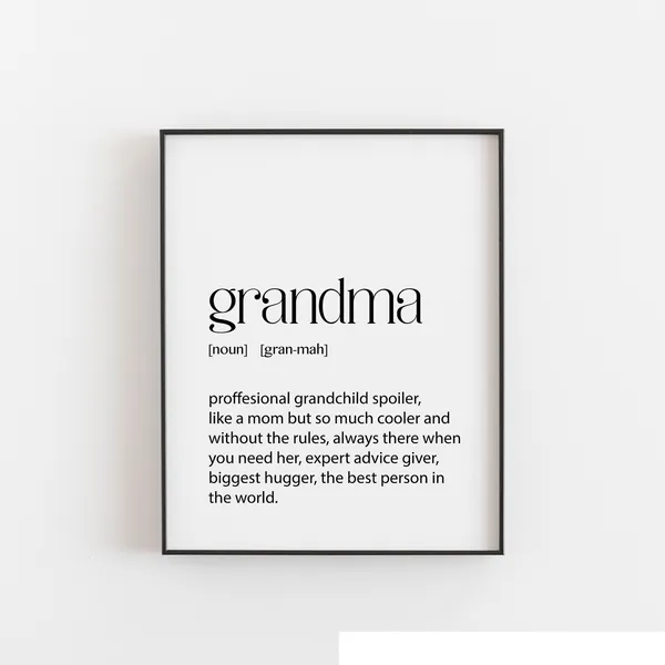 Grandma Gift Definition Bedroom Decor Art Print