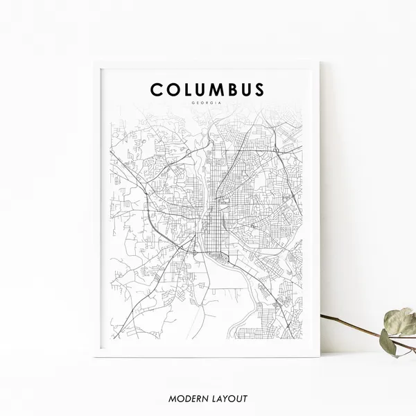 Columbus GA Map Print, Georgia City Street Poster