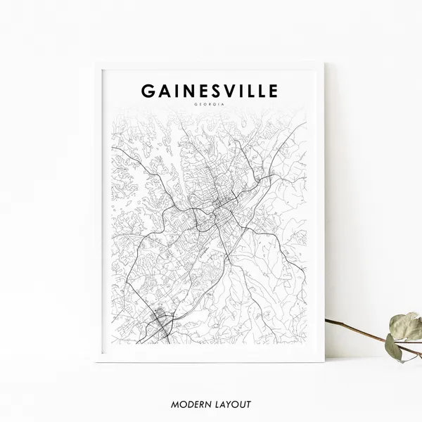 Gainesville, GA Map Print, Georgia Street Map Poster