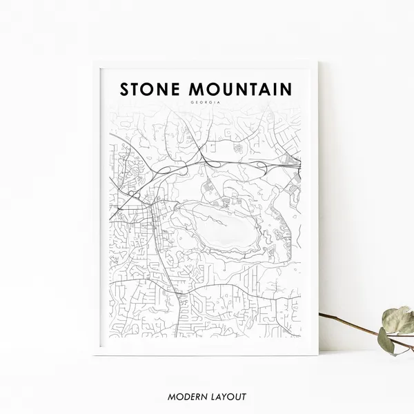 Stone Mountain, GA Map Art Print, Georgia USA