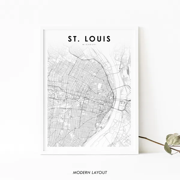 Downtown St Louis, MO Map Art Print