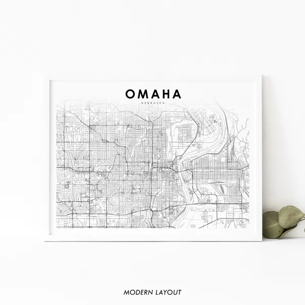 Omaha Ne Map Art Print, Nebraska Street Map