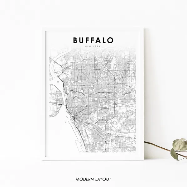 Buffalo Area NY Map Print, New York Art Poster