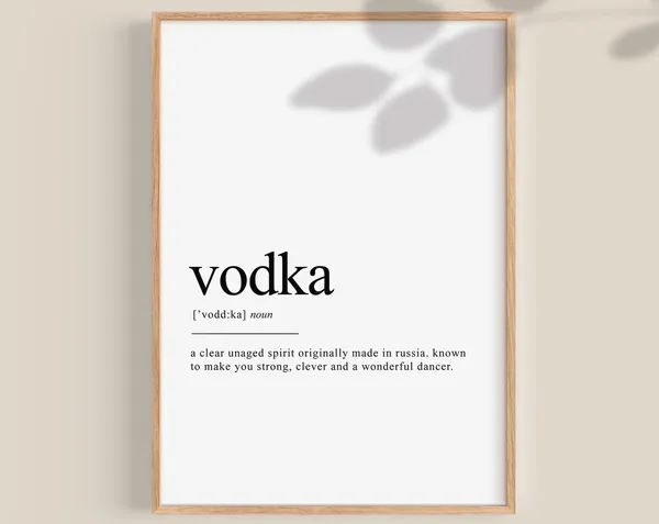 Vodka Definition Art Print, Bar Cart Wall Art