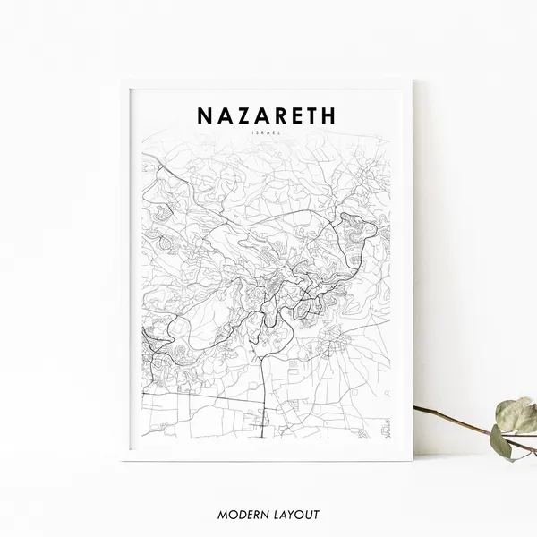 Nazareth Israel Map Print, Nursery Room Wall Decor