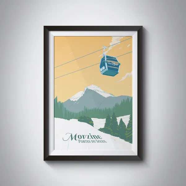 Morzine Ski Resort Vintage Travel Poster, French Alps