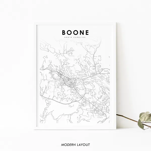 Boone NC Map Print, North Carolina Travel Poster