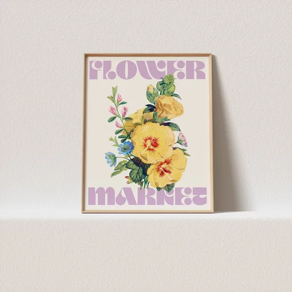 Flower Market Vintage Botanical Illustration Art Print