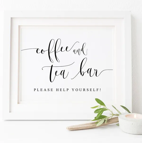 Coffee and Tea Bar Sign, Wedding Drinks Print