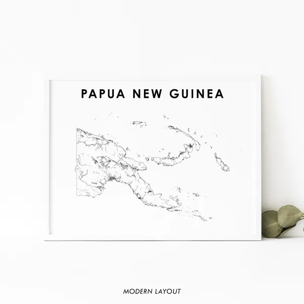 Papua New Guinea Map Print, Oceania Travel Poster