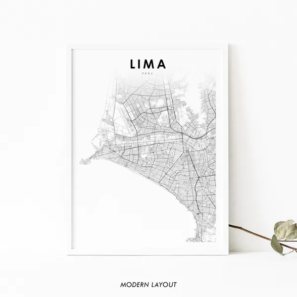 Lima Peru Map Art Print, Nursery Room Decor