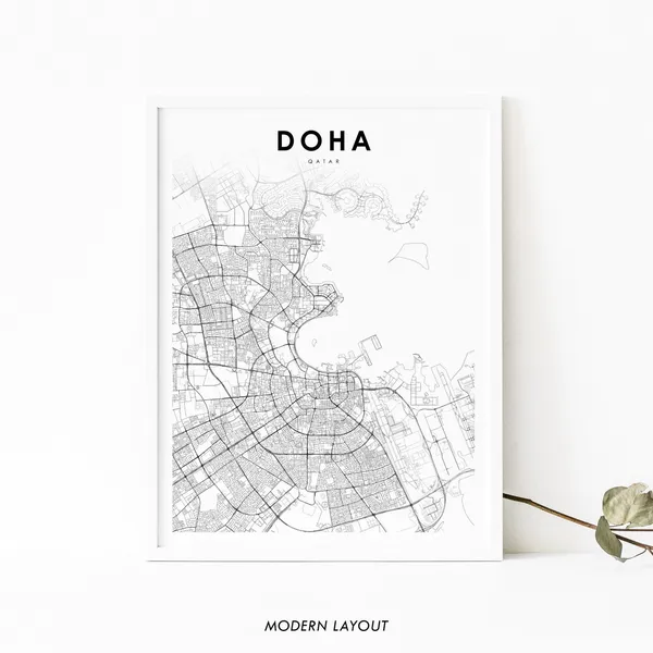 Doha Qatar Map Poster, Nursery Room Decor