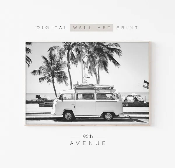 Retro Van Beach Wall Art Print, Boho Decor