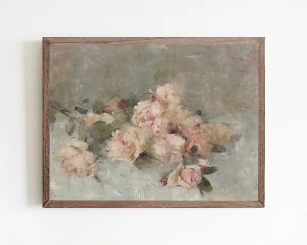 Vintage Rose Flower Art Print, Botanical Decor