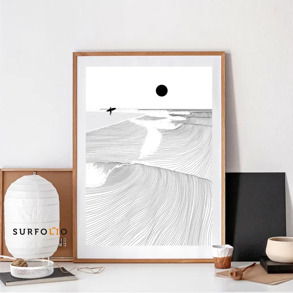 Minimalist Waves Line Art Poster