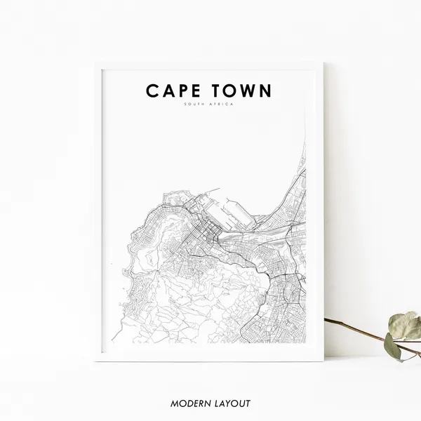 Cape Town South Africa Map Art Print, Nursery Decor
