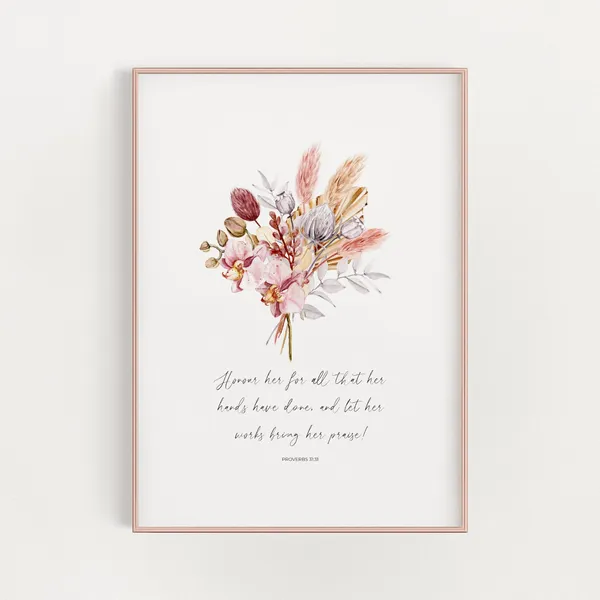 Proverbs 31 Motherhood Feminine Scripture Art Print