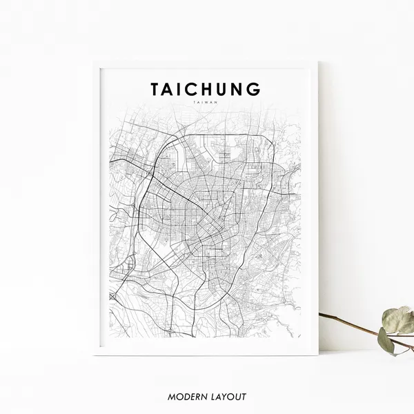 Taichung Taiwan Map Print, Nursery Room Decor