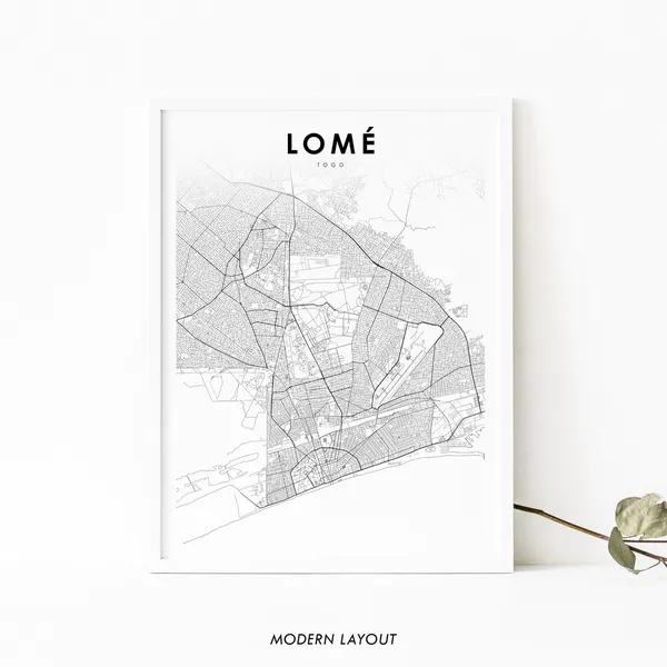 Lome Togo Map Print, Nursery Room Art Poster