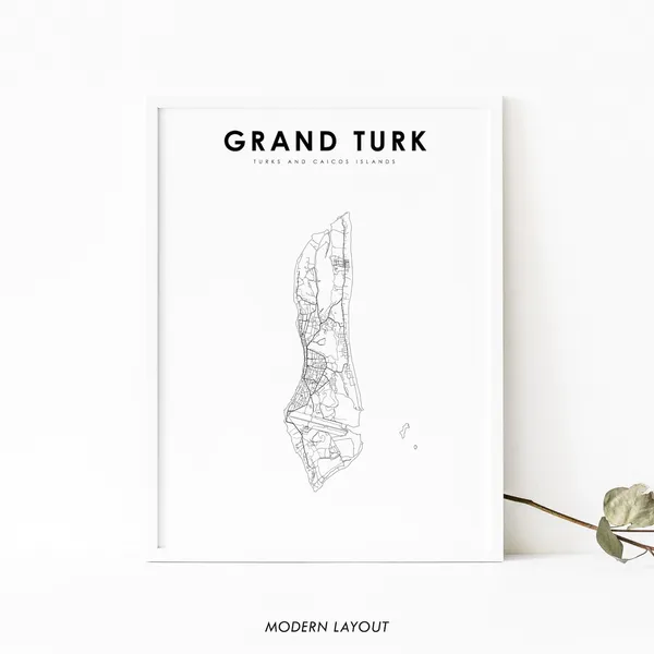 Grand Turk Map Print, Turks and Caicos Islands