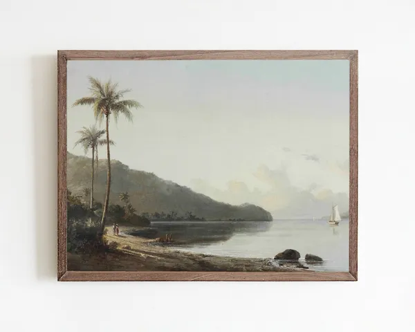 Vintage Tropical Beach Landscape Art Print