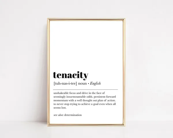 Tenacity Definition Motivational Quote Art Print