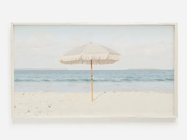 Boho Beach Umbrella Art Print, Summer Coastal