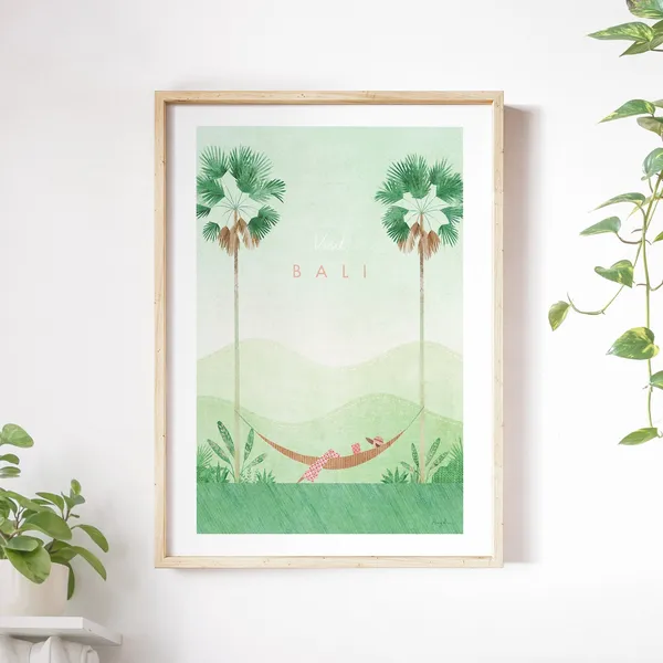 Bali Vintage Travel Poster, Minimalist Wall Art