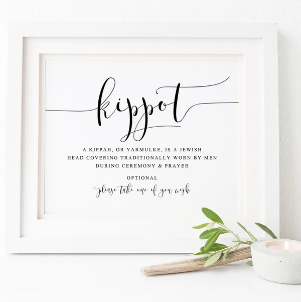 Kippot Wedding Sign, Jewish Wedding Art Print