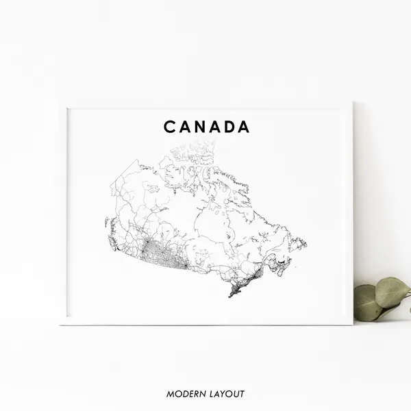 Canada Map Print, Country Road Poster Art