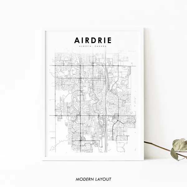 Airdrie Alberta Map Print, Calgary Area Travel Poster