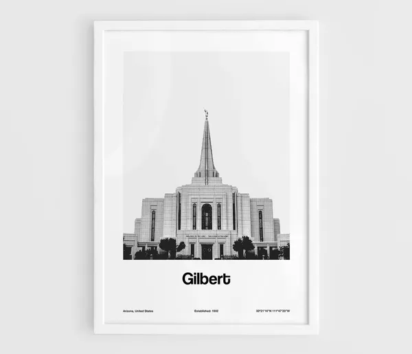Gilbert Arizona Temple Poster, Minimalist Art Print