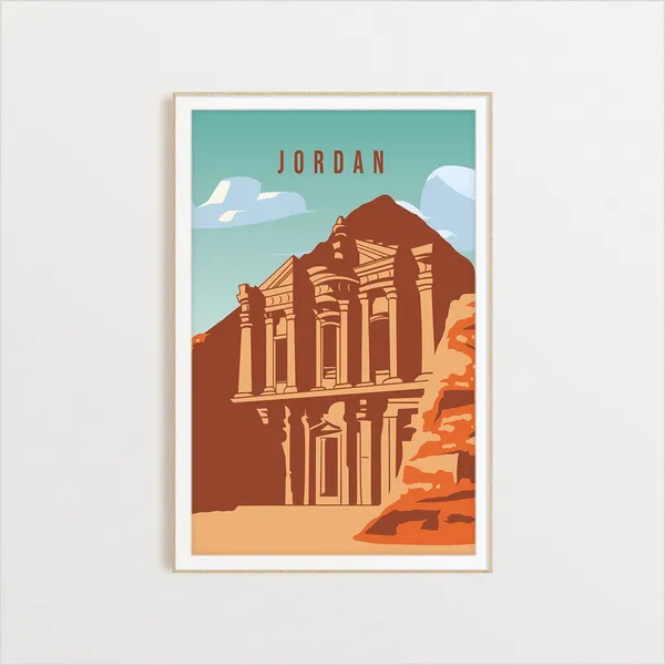 Jordan Country Travel Poster, Country Art Print