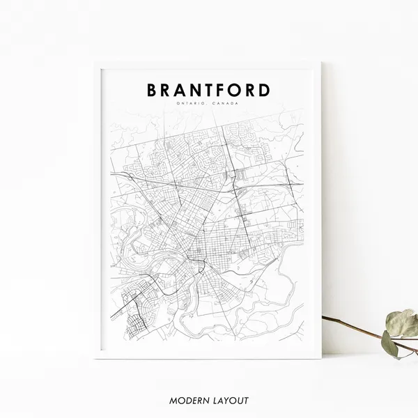 Brantford Ontario Map Print, Canada Wall Decor
