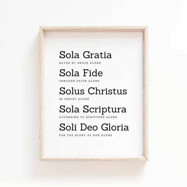 The 5 Solas Christian Scripture Sign, Poster Print