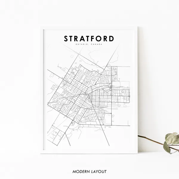 Stratford Ontario Map Print, Canada City Street Map