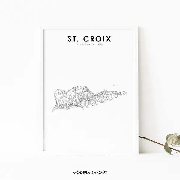 St Croix Us Virgin Islands Map Art Print, Caribbean