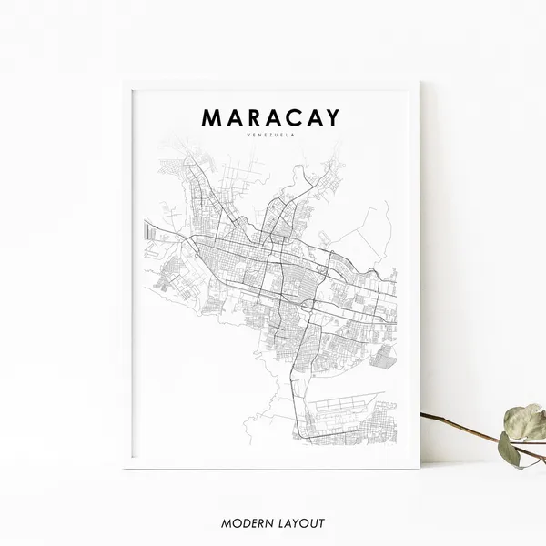 Maracay Venezuela Map Art Print, Aragua City Map