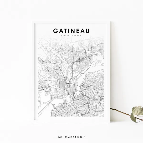 Gatineau Map Print, Québec Canada Travel Poster