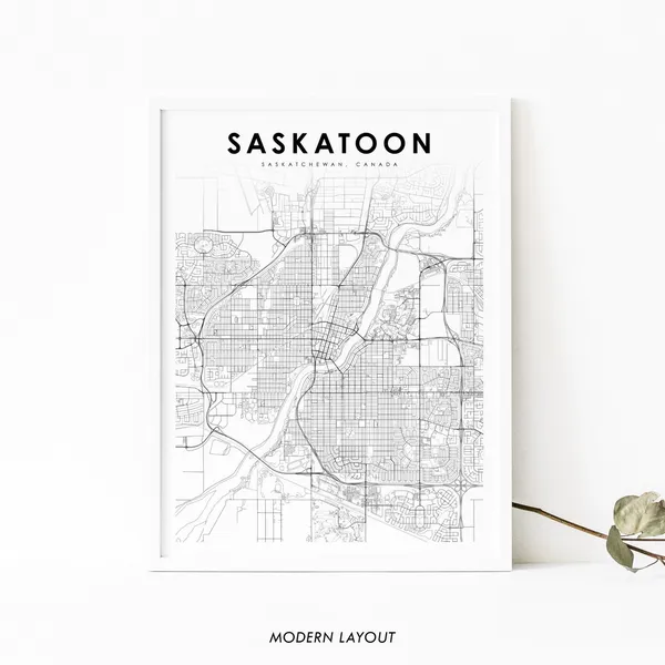 Saskatoon Saskatchewan Map Poster, Nursery Room Decor