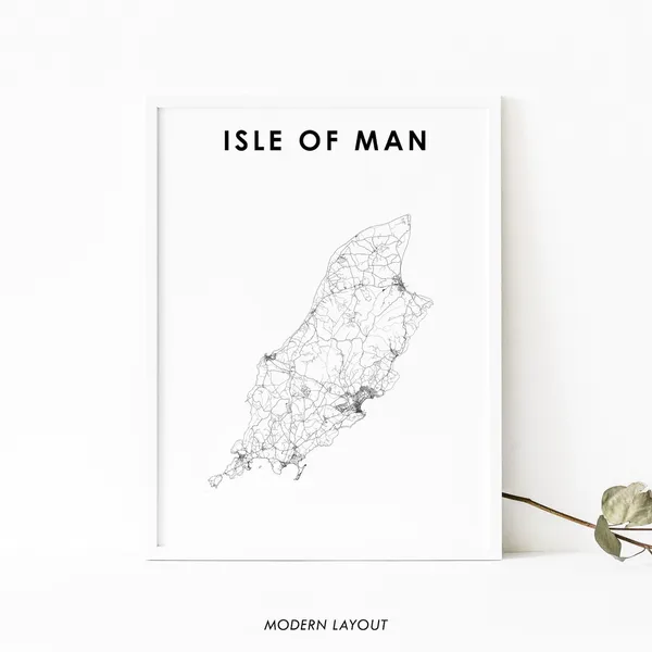 Isle Of Man Map Art Print, Road Poster