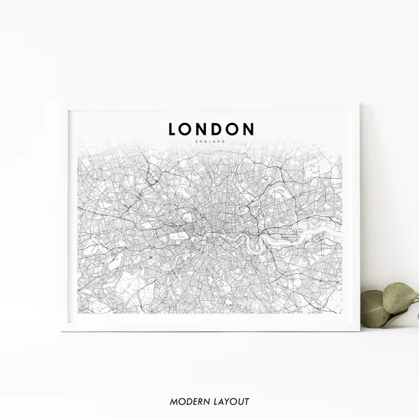 London Area England Map Print, Nursery Room Decor