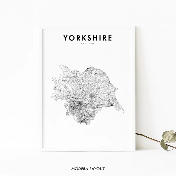 Yorkshire England Map Poster, Nursery Room Decor