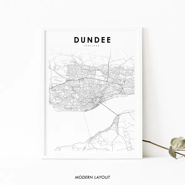 Dundee Scotland Map Art Print, UK City Street Map