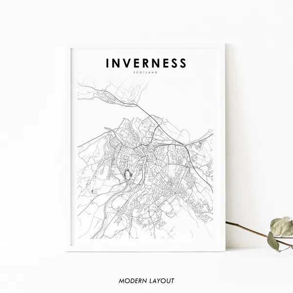 Inverness Scotland Map Print, UK City Poster