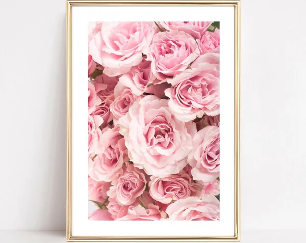 Rose Botanical Print, Minimalist Living Room Art Print