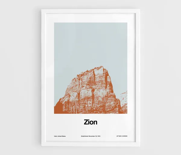 Zion National Park Minimalist Art Print, Angels Landing