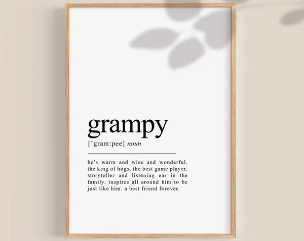 Grampy Definition Art Print, Father's Day Gift